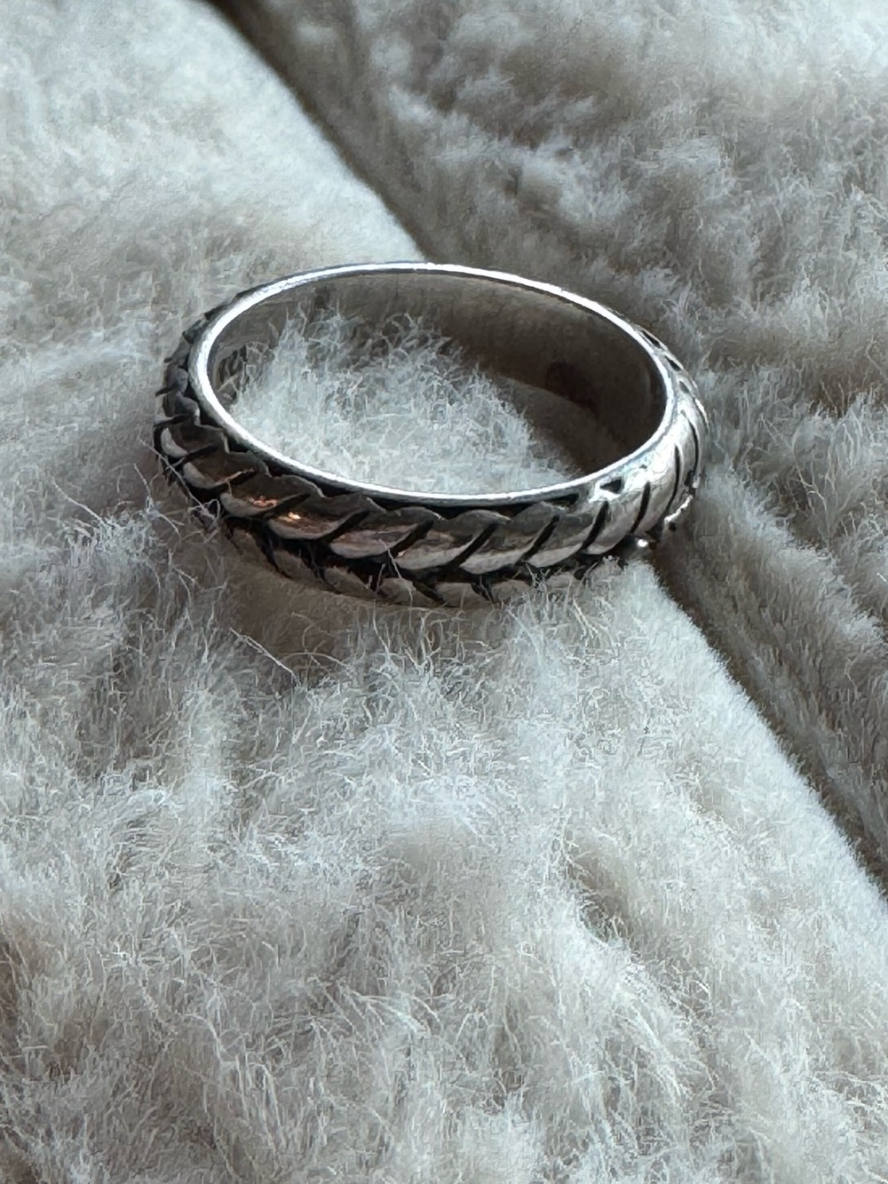 SW Sterling Silver 925 Woven Wheat Braided Chevron Band Ring Size 9